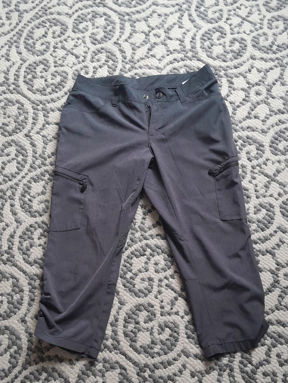 Womens Grey Cargo Crop Pants